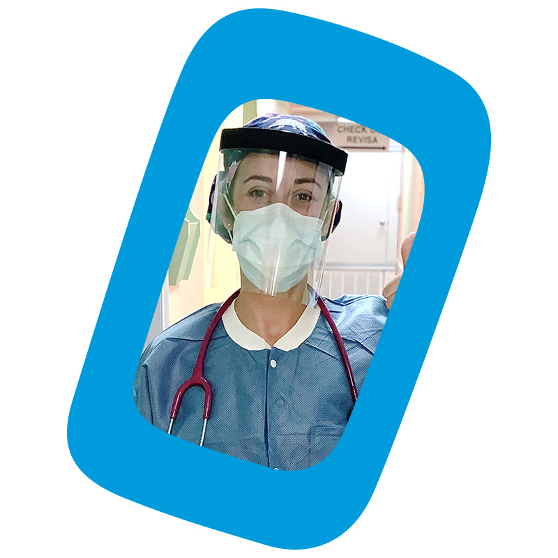 Nurse with a face shield